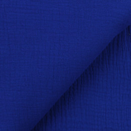 Tissu Coton Double Gaze uni de couleur bleu roi