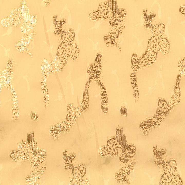 Tissu Tlija beige à motifs géométriques dorés élégants.