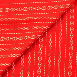 Tissu Satin Polyester Rouge à Impression Géométrique au mètre | Moline