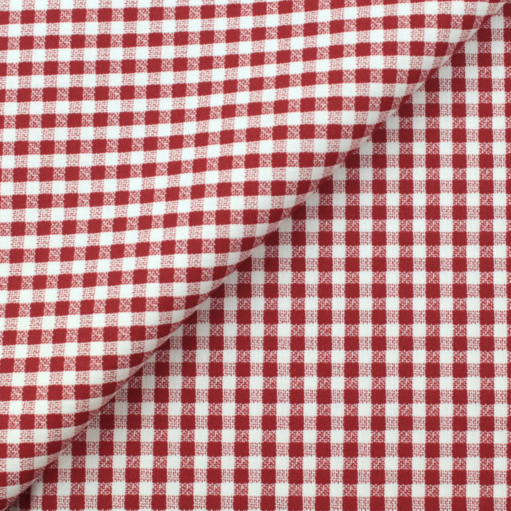 Tissu vichy à petits carreaux rouge et blanc