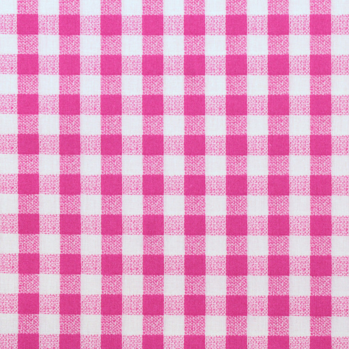 Tissu Vichy à grands carreaux rose et blanc