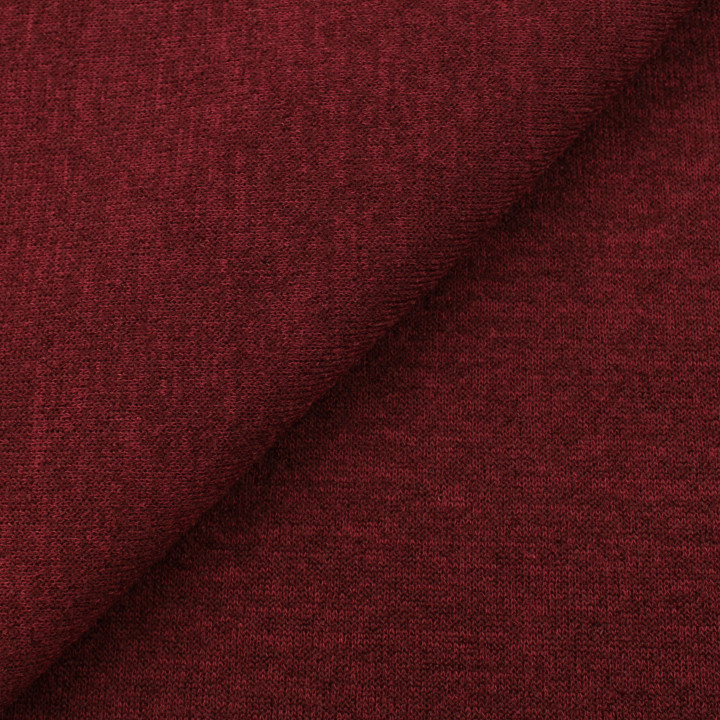 Tissu jersey maillé en teinte uni prune, doux et extensible