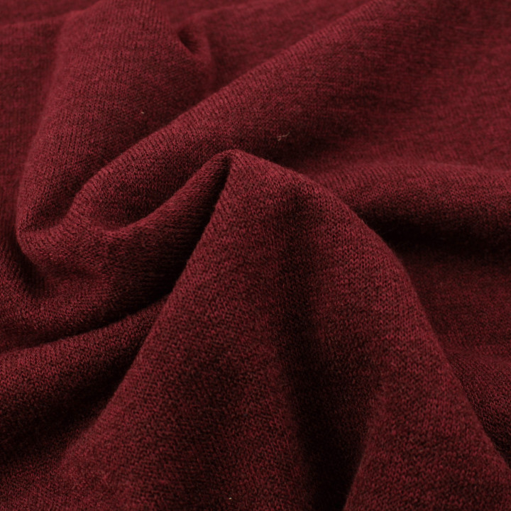 Tissu jersey maillé en teinte uni prune, doux et extensible