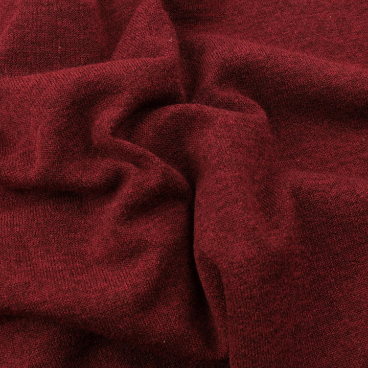 Tissu jersey maillé en teinte uni prune, doux et extensible