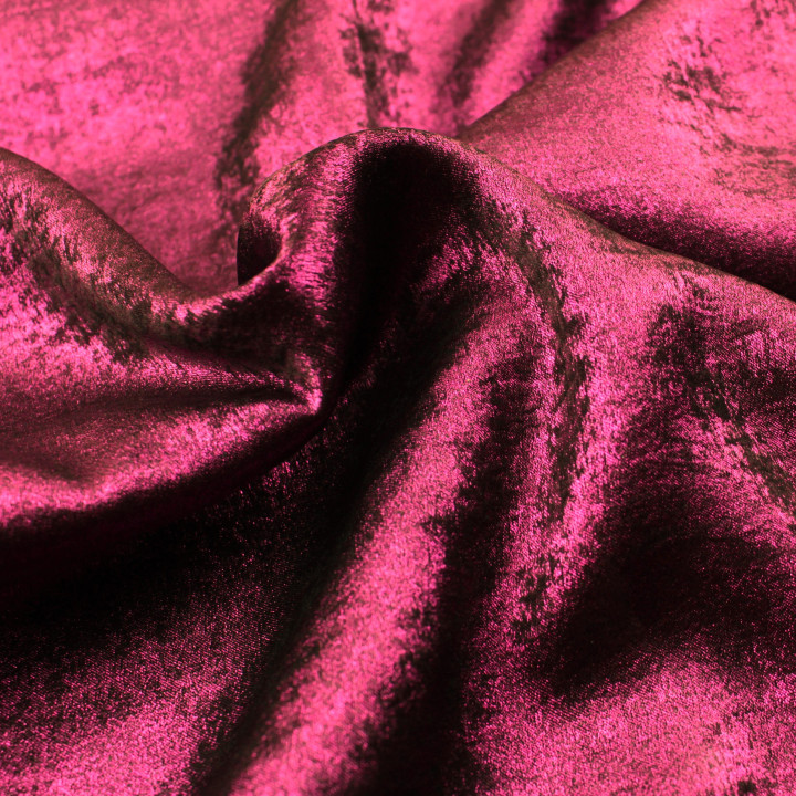 Tissus lamé de couleur rose fuchsia crêpe irisé