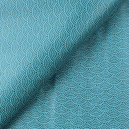 Simili cuir de couleur bleu claire imprimé géométrique japonais