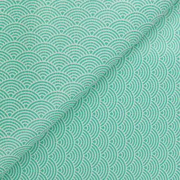 Simili cuir de couleur turquoise claire imprimé géométrique japonais