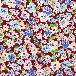 Tissu polyester rouge à imprimé fleuri