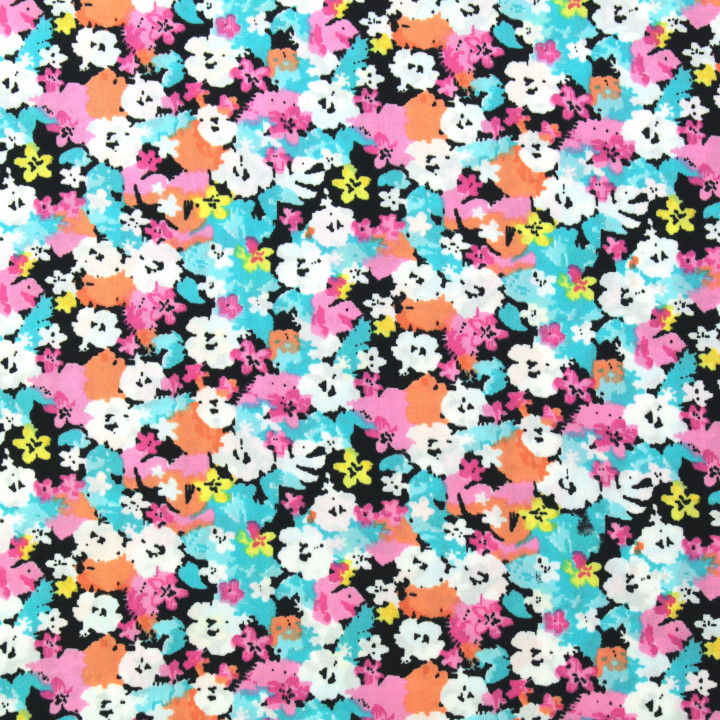 Tissu polyester multicolore à imprimé floral