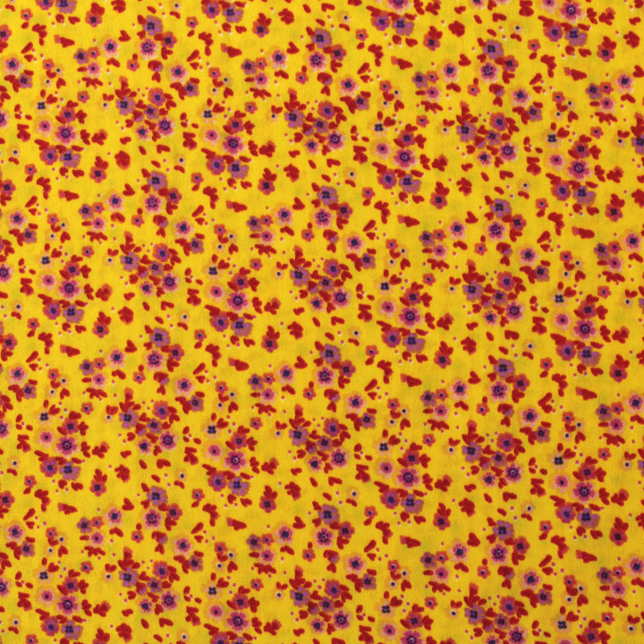 Tissu polyester jeune roi à imprimé floral orange