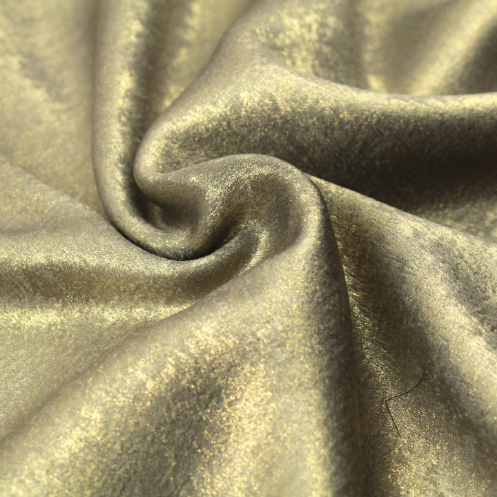 Tissu Lamé Gris Clair Crêpe Irisé Doré - Haute Qualité