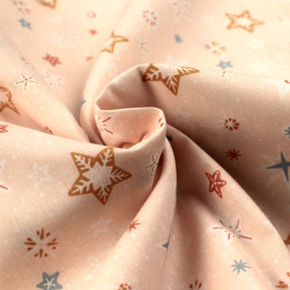 Tissu en Coton Saumon à Motif Étoiles
