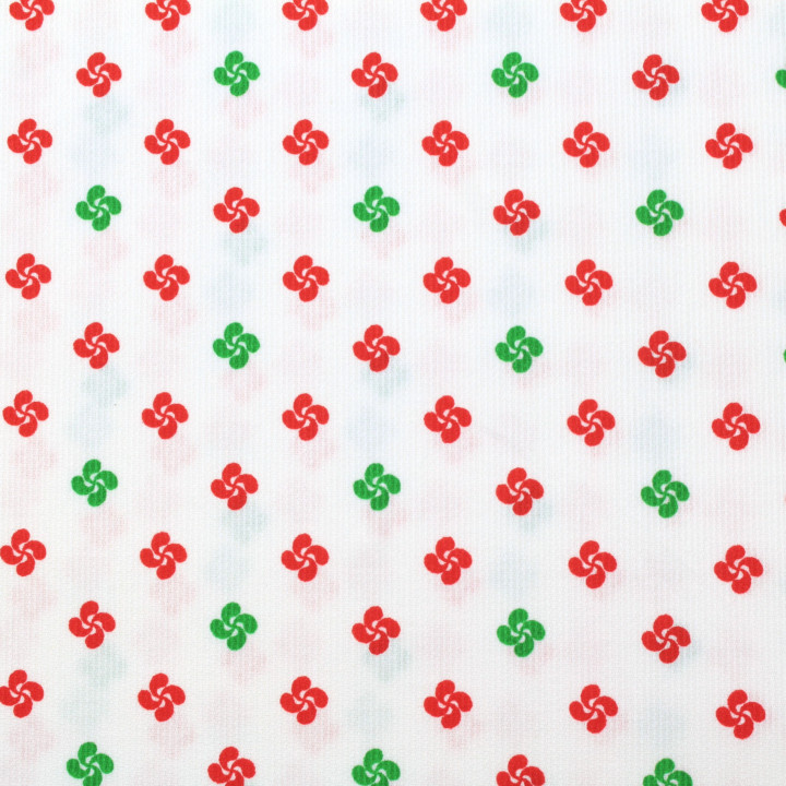 Tissu en Coton Blanc à Imprimé Géométrique de Croix Rouges et Vertes