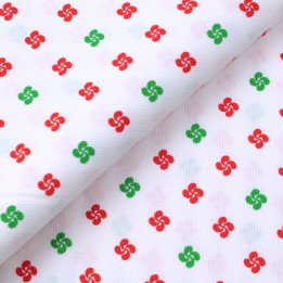 Tissu en Coton Blanc à Imprimé Géométrique de Croix Rouges et | Moline