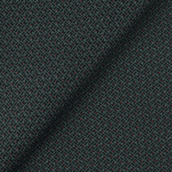 Tissu en Coton Japonais Noir à Motif Géométrique de Petits Triangles Rouges et Bleus