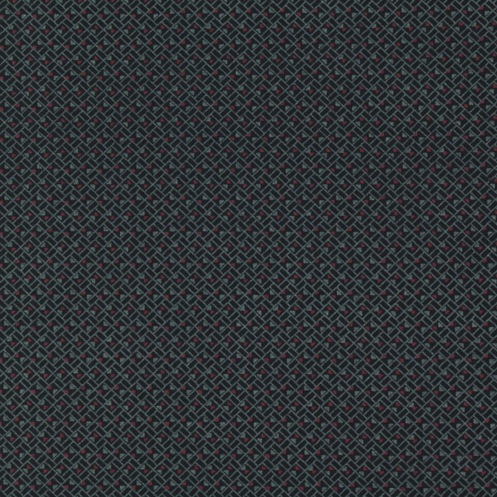 Tissu en Coton Japonais Noir à Motif Géométrique de Petits Triangles Rouges et Bleus