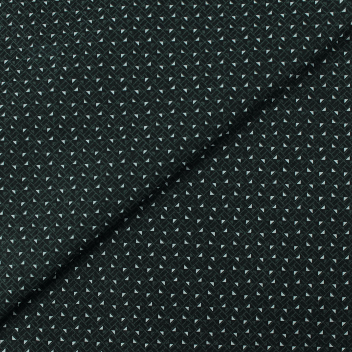 Tissu en coton noir à petits motifs géométriques de triangles blancs