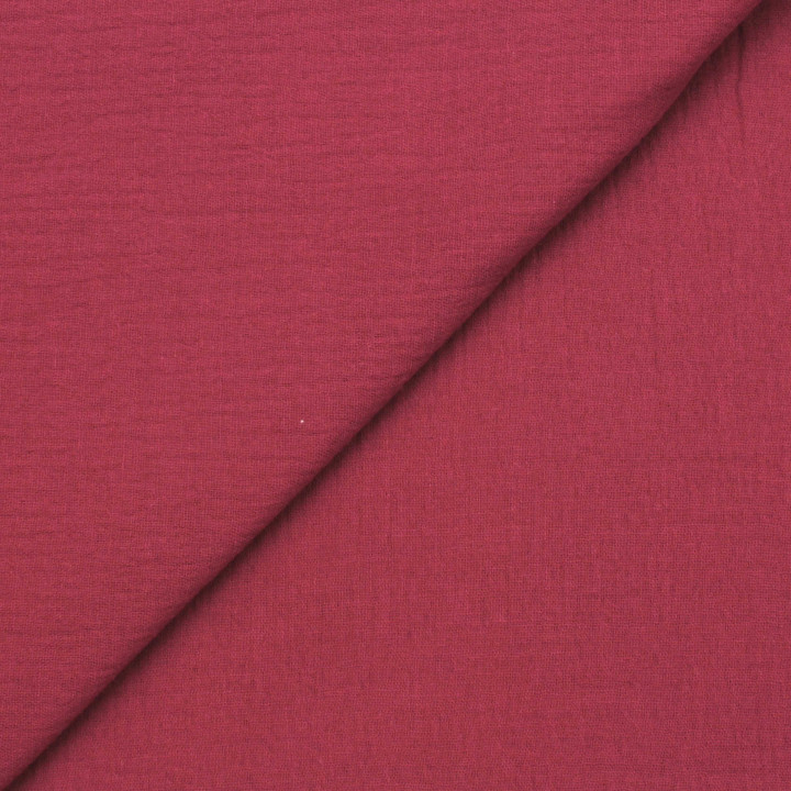 Tissu coton double gaze uni de couleur prune