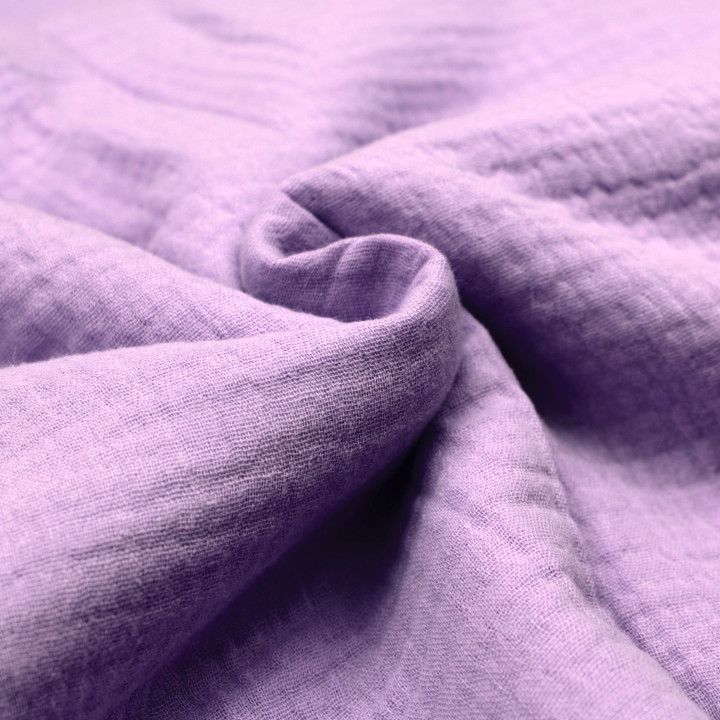 Tissu Double Gaze de Coton Uni Violet – Doux et Aéré – Idéal pour Vêtements et Accessoires
