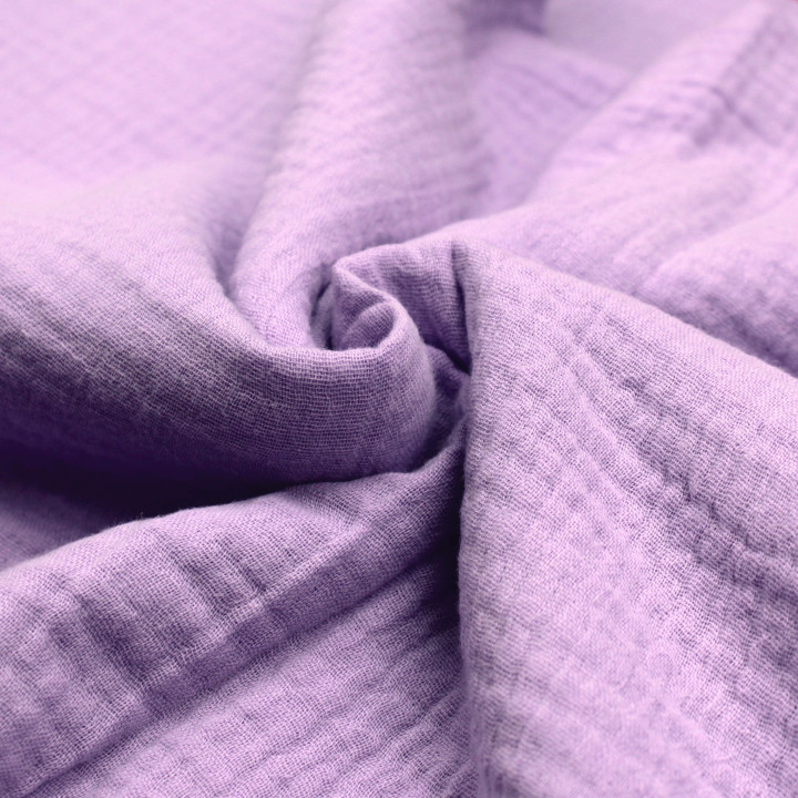 Tissu Double Gaze de Coton Uni Violet – Doux et Aéré – Idéal pour Vêtements et Accessoires