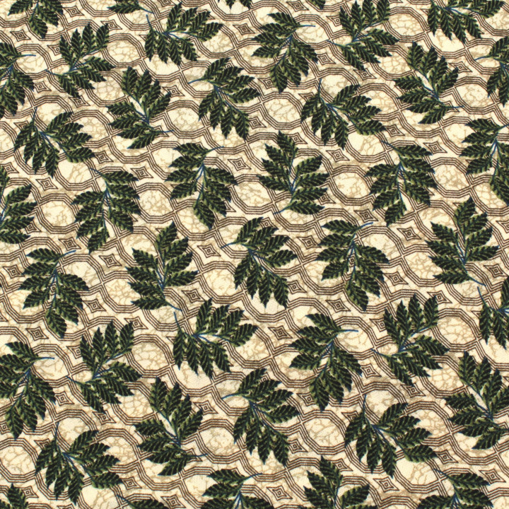 Tissu Jersey Crème à Motifs Floraux Verts – Fluide et Moderne – Idéal pour Vêtements et Accessoires