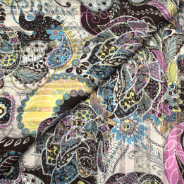 Tissu Mousseline Transparent Imprimé Multicolore à Motifs Floraux – Léger, Fluide et Idéal pour Créations Élégantes