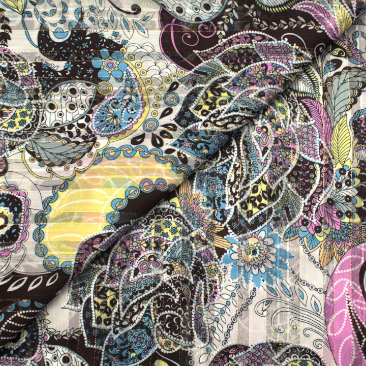 Tissu Mousseline Transparent Imprimé Multicolore à Motifs Floraux – Léger, Fluide et Idéal pour Créations Élégantes