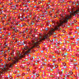 Tissu Mousseline Transparent Imprimé rouge Multicolore à Motifs Floraux – Léger, Fluide et Idéal pour Créations Élégantes