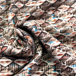 Tissu Beige à Imprimés Géométriques – Élégance Contemporaine & Style Contrasté