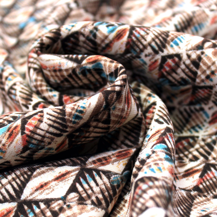 Tissu Beige à Imprimés Géométriques – Élégance Contemporaine & Style Contrasté