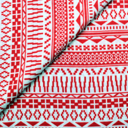 Tissu Blanc à Imprimés Géométriques Rouges – Graphisme Moderne & Énergie Stylée