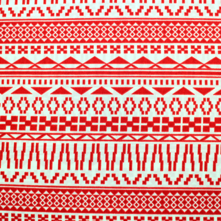 Tissu Blanc à Imprimés Géométriques Rouges – Graphisme Moderne & Énergie Stylée