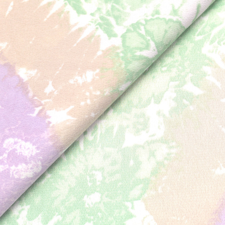 Tissu Imprimé Floral Pastel Rose, Vert et Beige