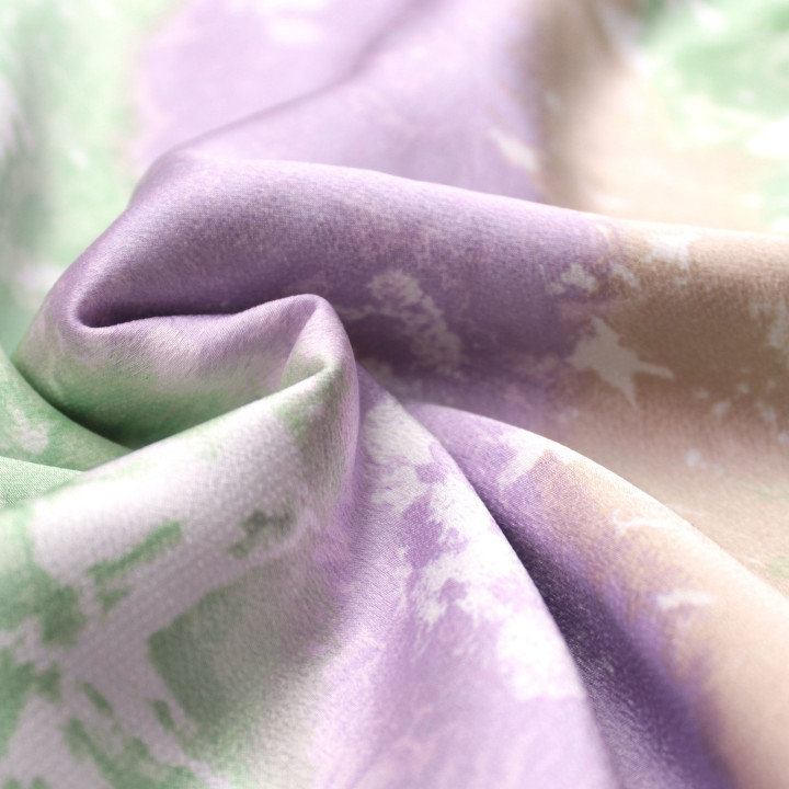 Tissu Imprimé Floral Pastel Rose, Vert et Beige
