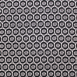Tissu Blanc à Imprimés Géométriques Noirs – Élégance Contemporaine & Style Contrasté