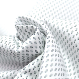 Tissu coton blanc pour chemise – motif géométrique bleu - Léger, élégant & respirant