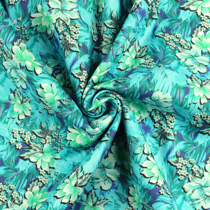 Tissu coton bleu nuit pour chemise – motif cheval noir - Léger, élégant & respirant