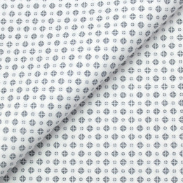 Tissu en Coton Blanc Uni avec Motifs Floraux Noirs pour Chemise