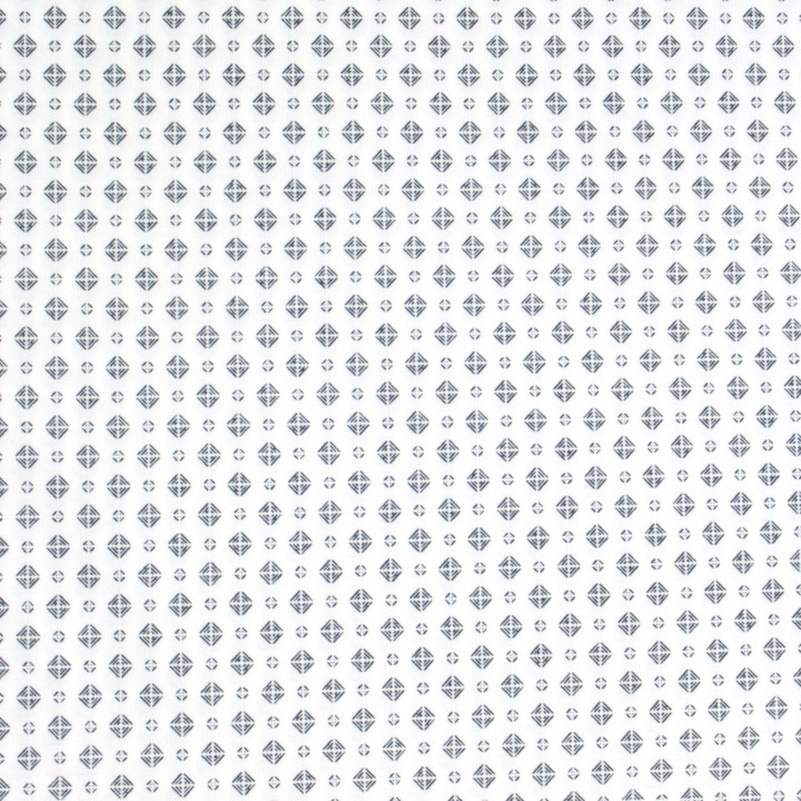 Tissu en Coton Blanc Uni avec Motifs Floraux Noirs pour Chemise