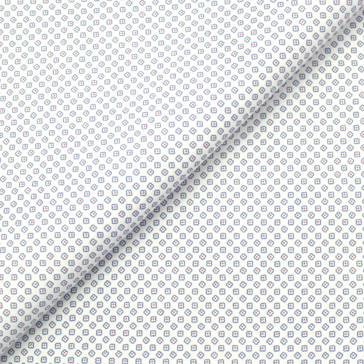 Tissu en Coton Blanc Uni avec Motifs Petits Carreaux Bleu et Rouge pour Chemise - Parfait pour la Couture et le DIY