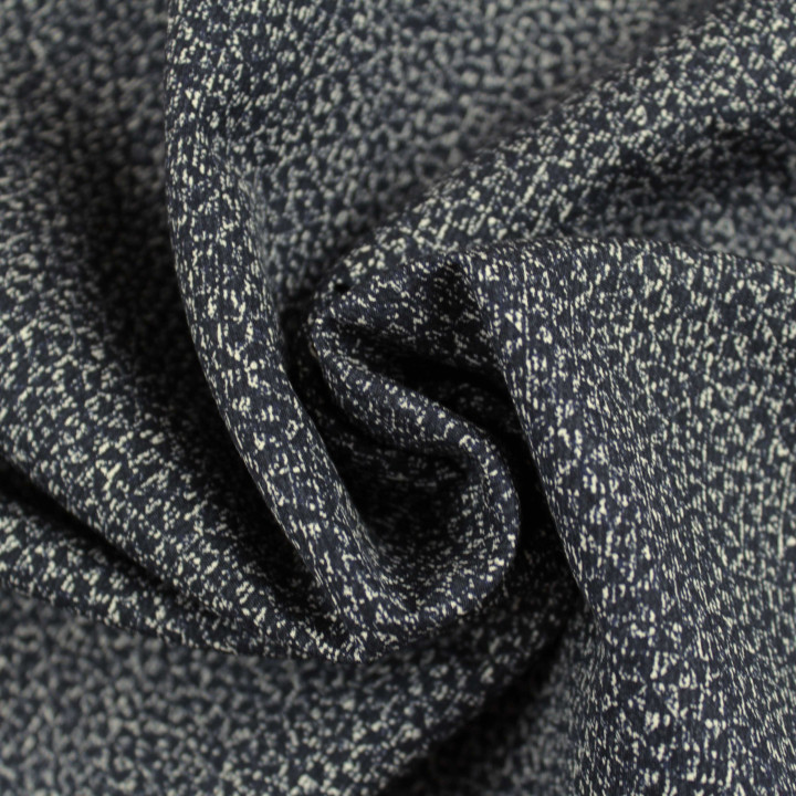 Tissu en Coton Bleu Marine avec Motifs Floraux de Petites Fleurs Blanches pour Chemise