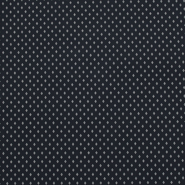 Tissu en Coton Bleu Marine avec Motifs Géométriques de Petits Losanges Blancs pour Chemise