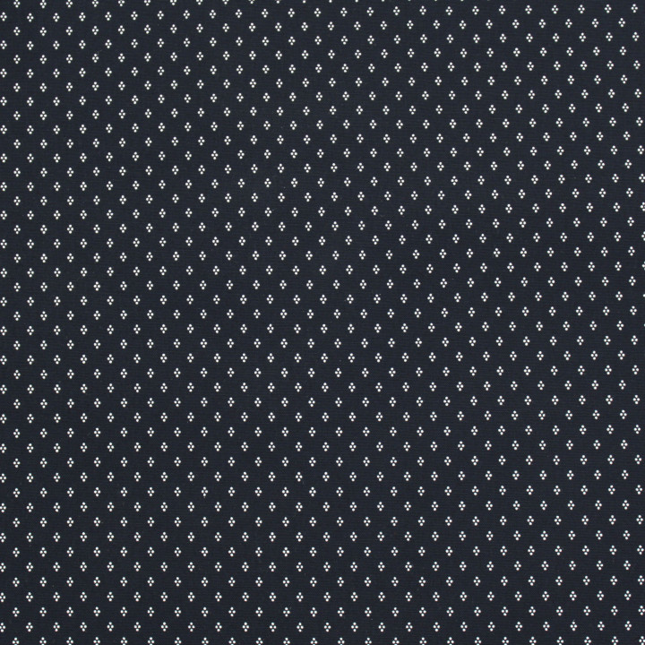 Tissu en Coton Bleu Marine avec Motifs Géométriques de Petits Losanges Blancs pour Chemise