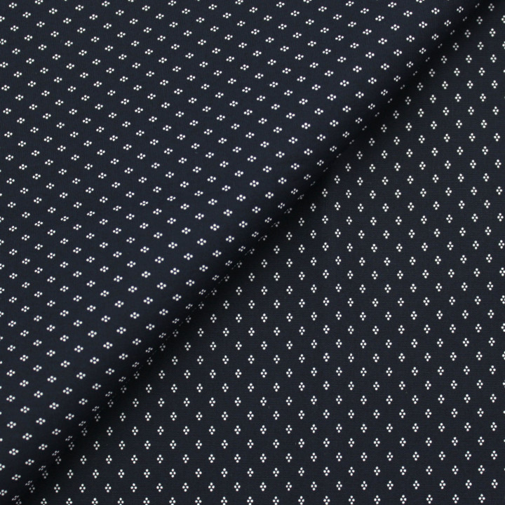 Tissu en Coton Bleu Marine avec Motifs Géométriques de Petits Losanges Blancs pour Chemise