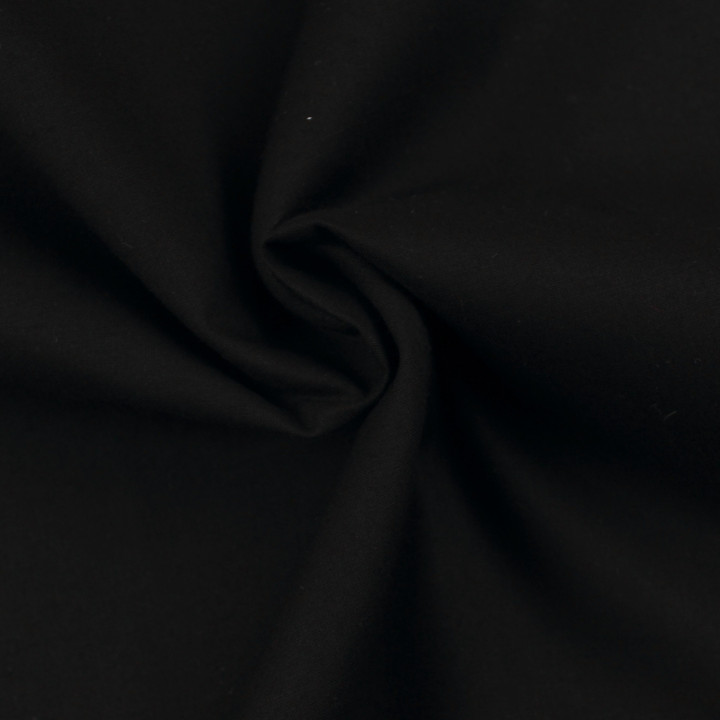 Tissu Popeline de Coton Noir Uni