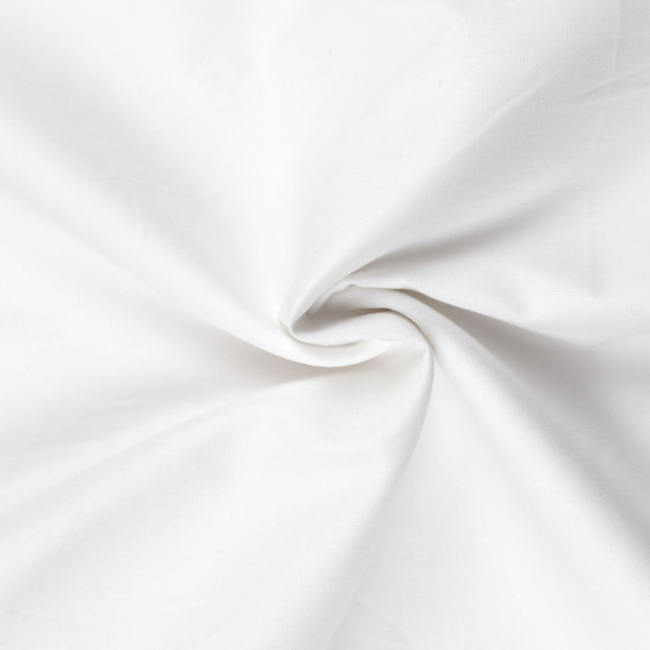 Tissu popeline de coton blanc uni – Tissu fin, doux et léger – Idéal couture, chemises & doublures