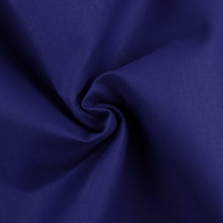 Tissu popeline de coton bleu roi uni – Doux, fin et fluide – Idéal chemises, robes, doublures & déco