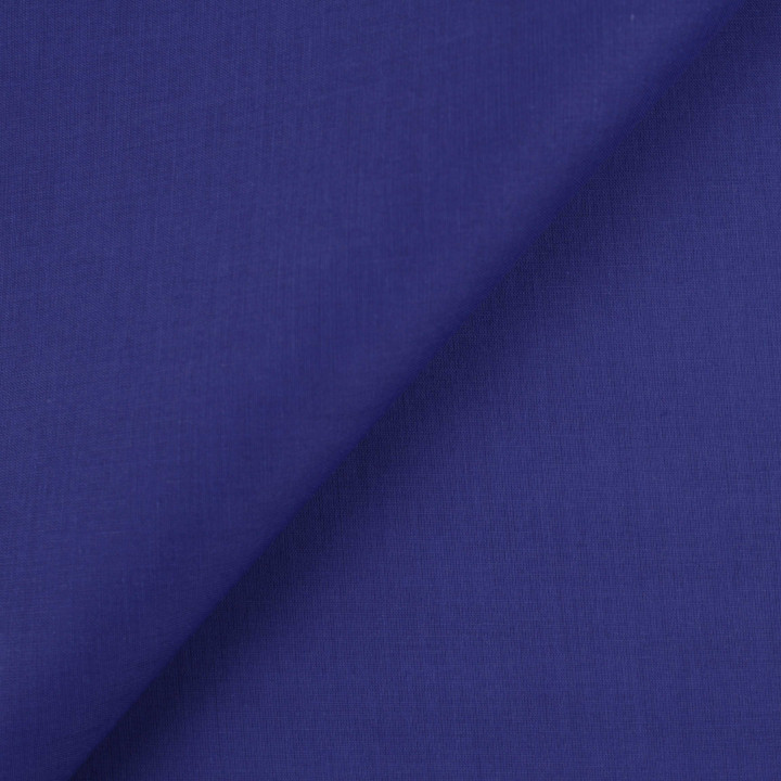Tissu popeline de coton bleu roi uni – Doux, fin et fluide – Idéal chemises, robes, doublures & déco