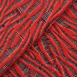 Tissu rouge à motif vague géométrique noir – Moderne et facile à coudre
