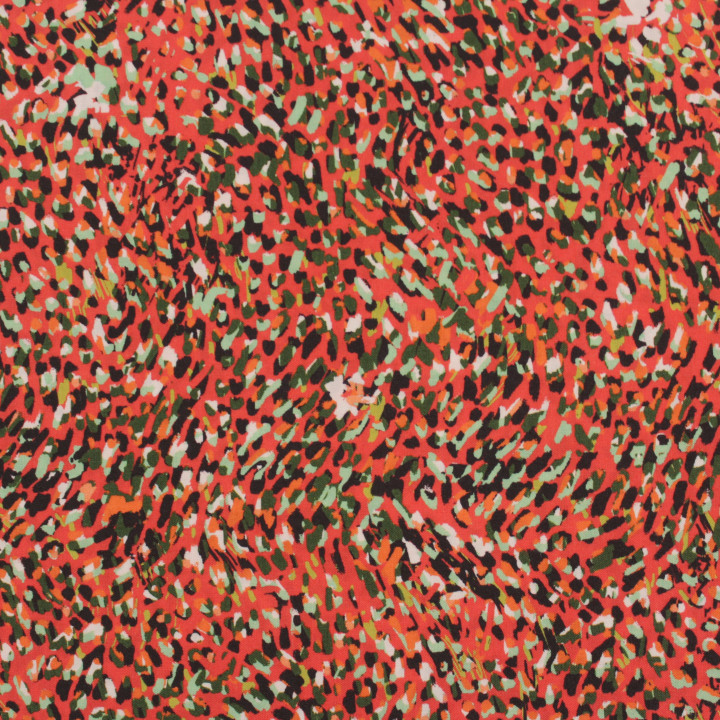 Tissu à motif géométrique multicolore – Rouge, noir, vert et blanc – Moderne et facile à coudre